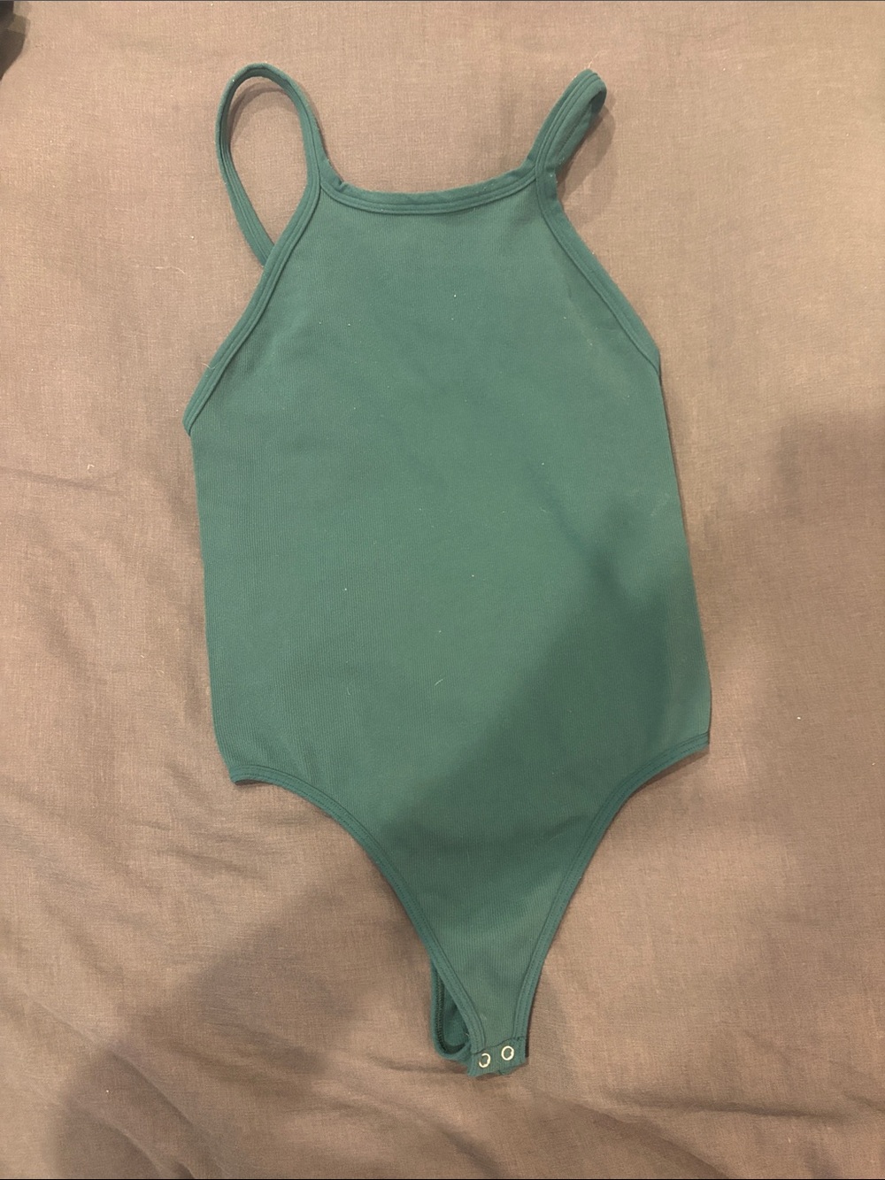 Free People Forest Green Ribbed Sleeveless Bodysuit